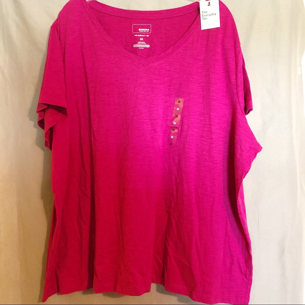 NWT Dark pink V-neck soft T-shirt 3X